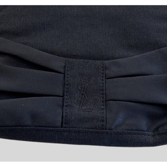 Yves Saint Laurent Canvas Pleated Satin Logo Clutch Bag w/Mirror Black - Picture 4 of 7